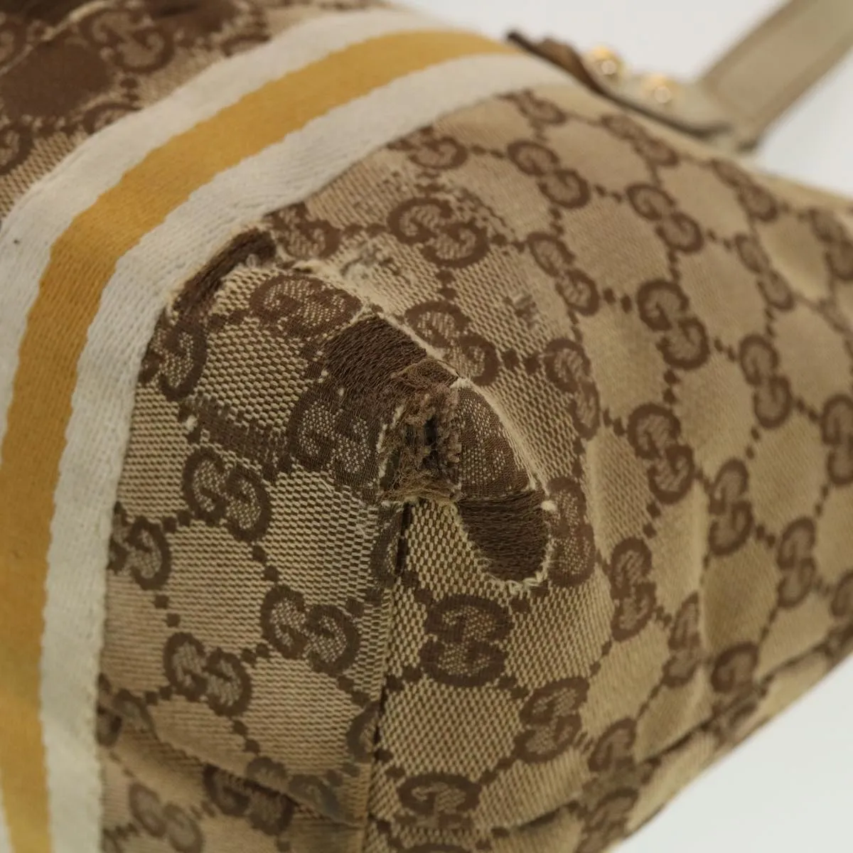 GUCCI GG Canvas Sherry Line Tote Bag Beige Orange yellow 137896  ti1129