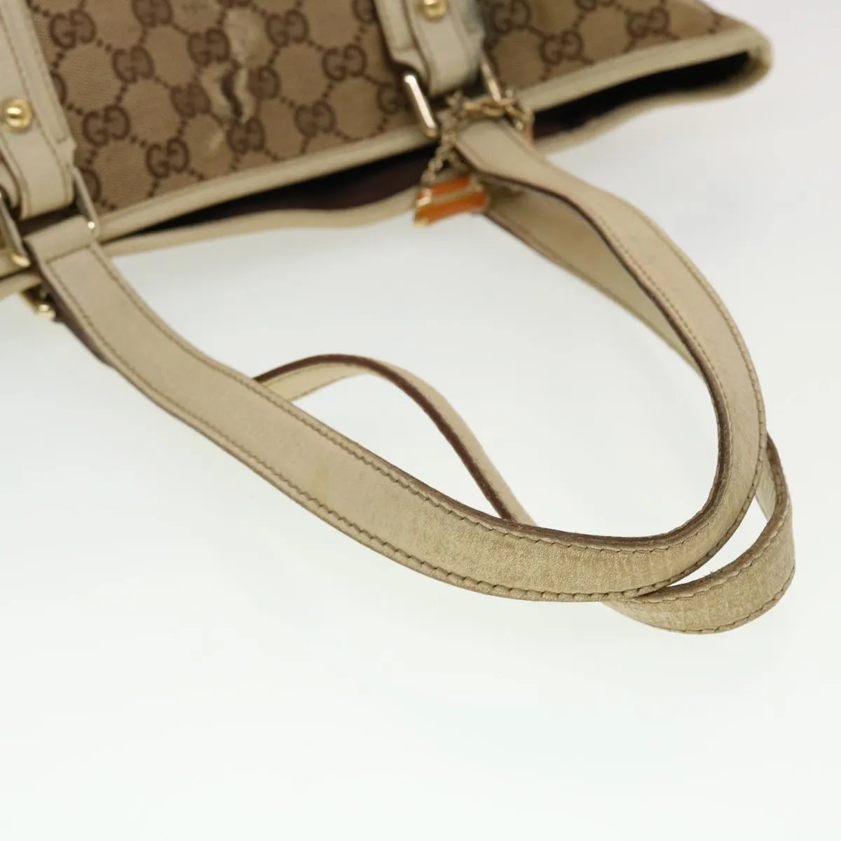 GUCCI GG Canvas Sherry Line Tote Bag Beige Orange yellow 137896  ti1129