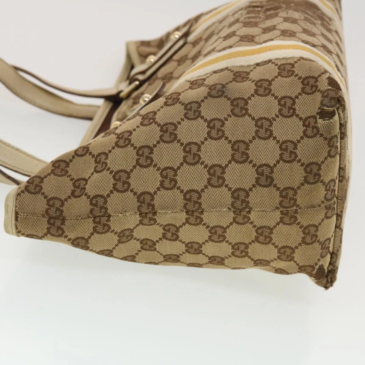 GUCCI GG Canvas Sherry Line Tote Bag Beige Orange yellow 137896  ti1129