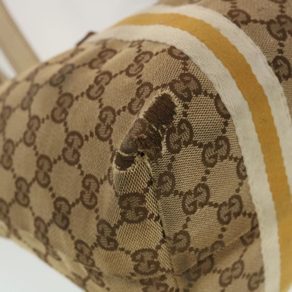 GUCCI GG Canvas Sherry Line Tote Bag Beige Orange yellow 137896  ti1129