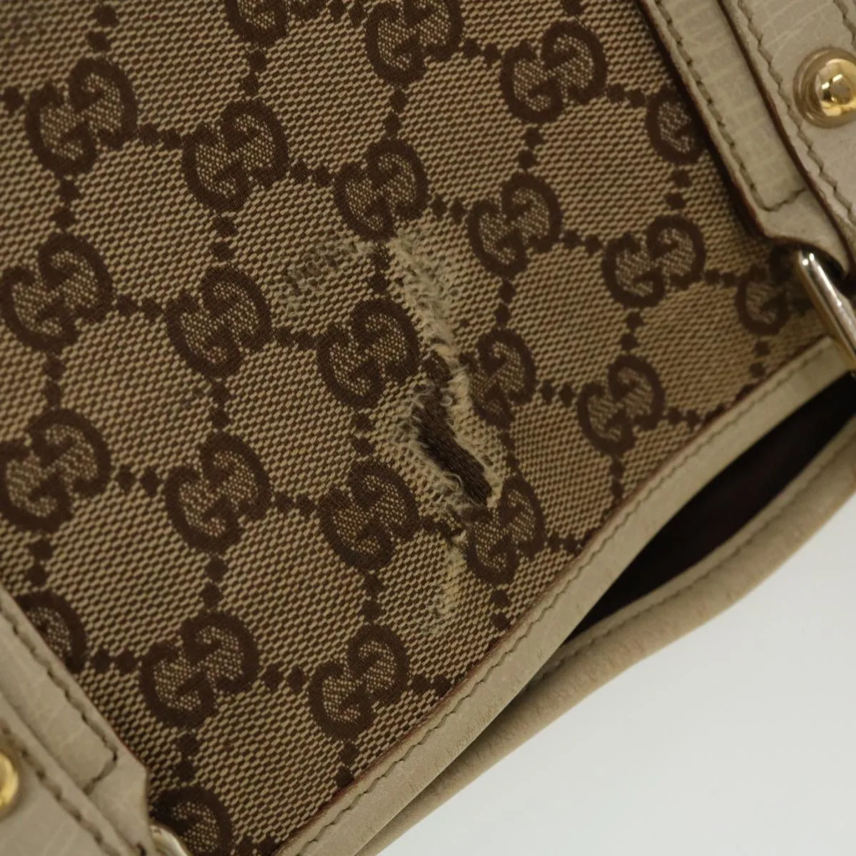GUCCI GG Canvas Sherry Line Tote Bag Beige Orange yellow 137896  ti1129