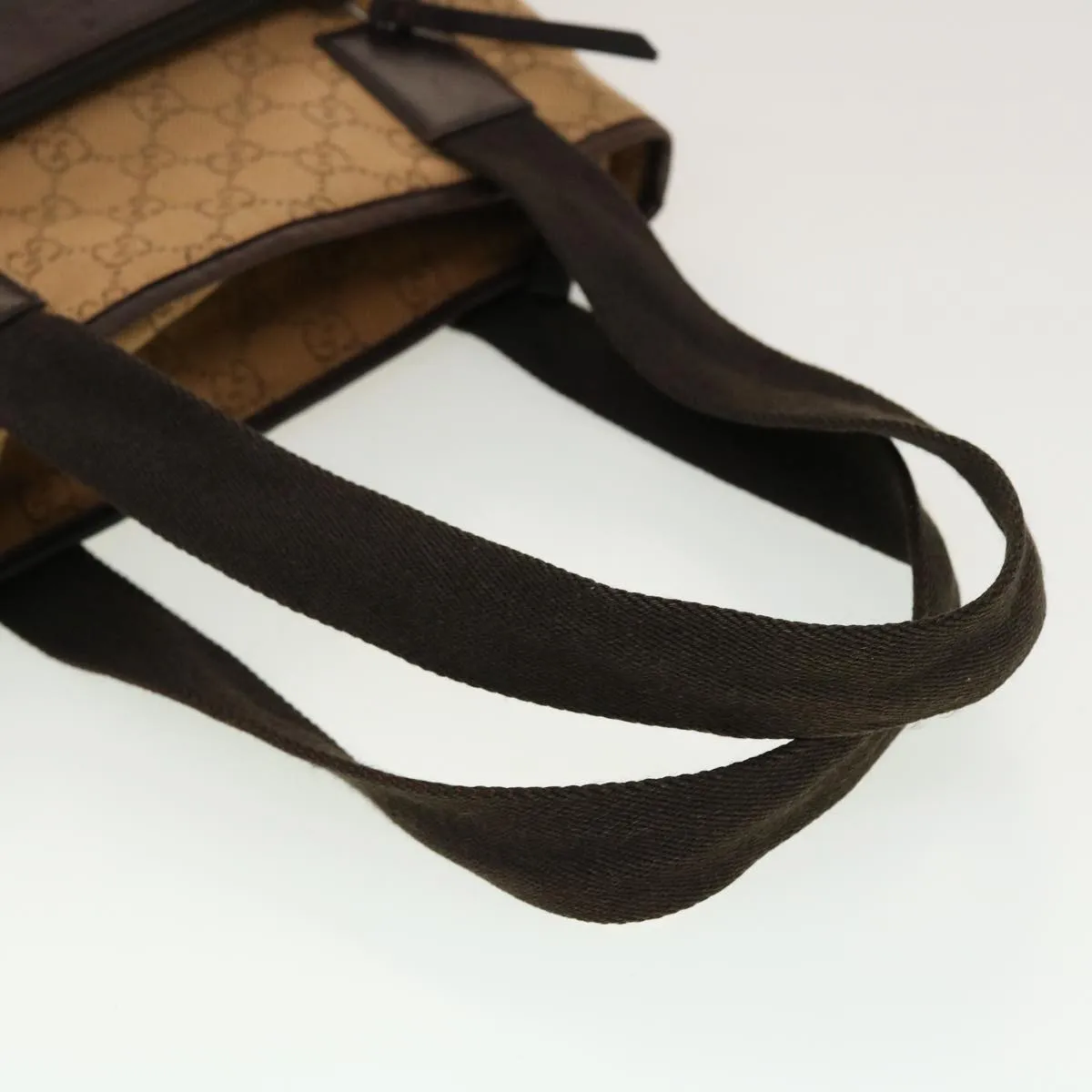 Gucci GG Canvas Tote Bag Leather Beige 28893  am4545
