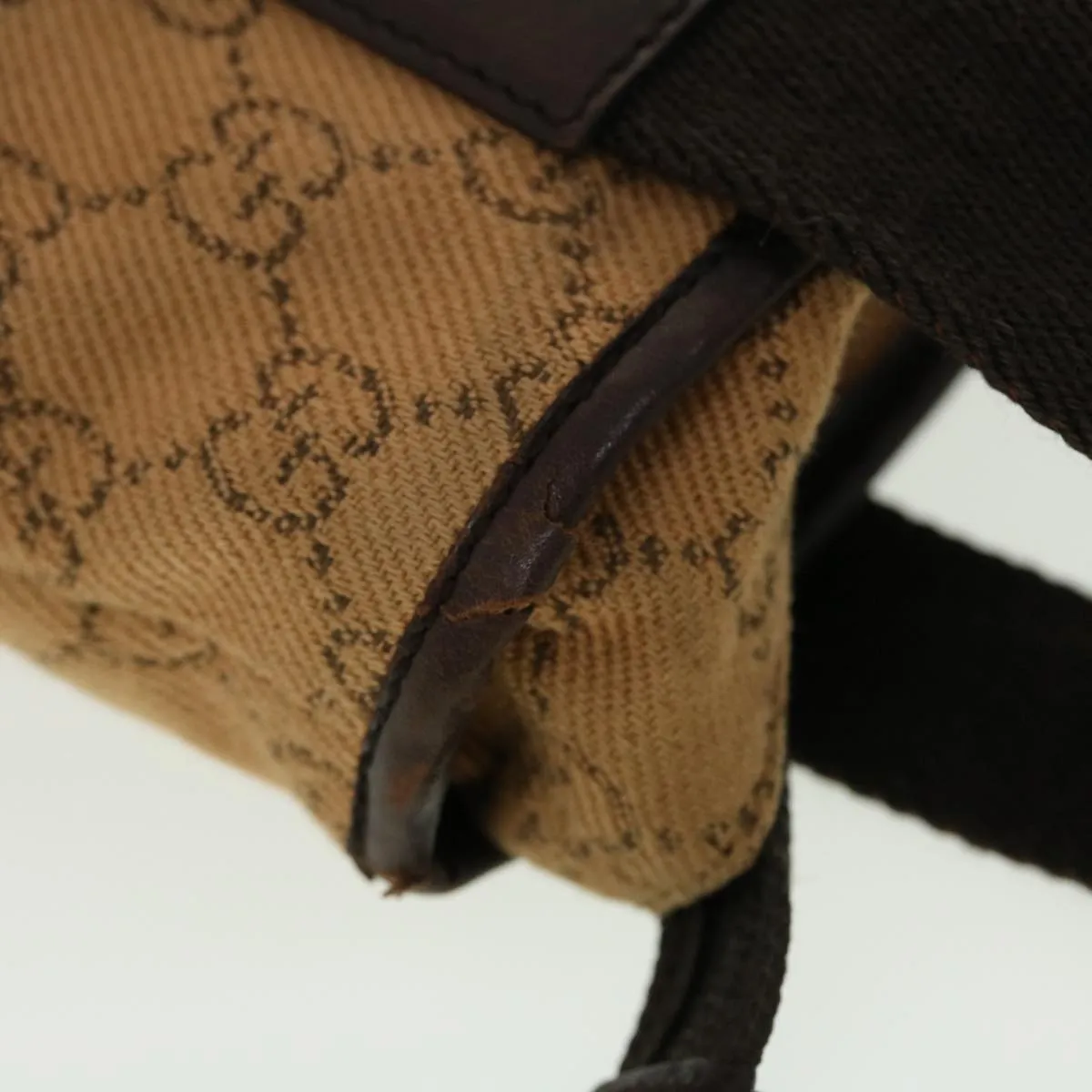 Gucci GG Canvas Tote Bag Leather Beige 28893  am4545