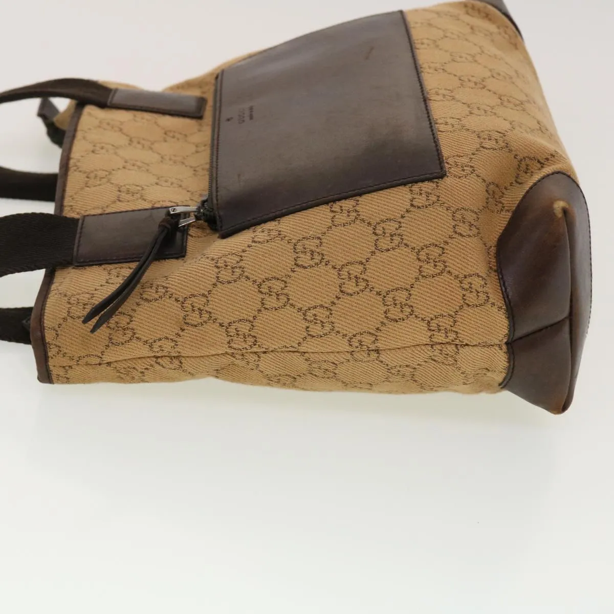 Gucci GG Canvas Tote Bag Leather Beige 28893  am4545