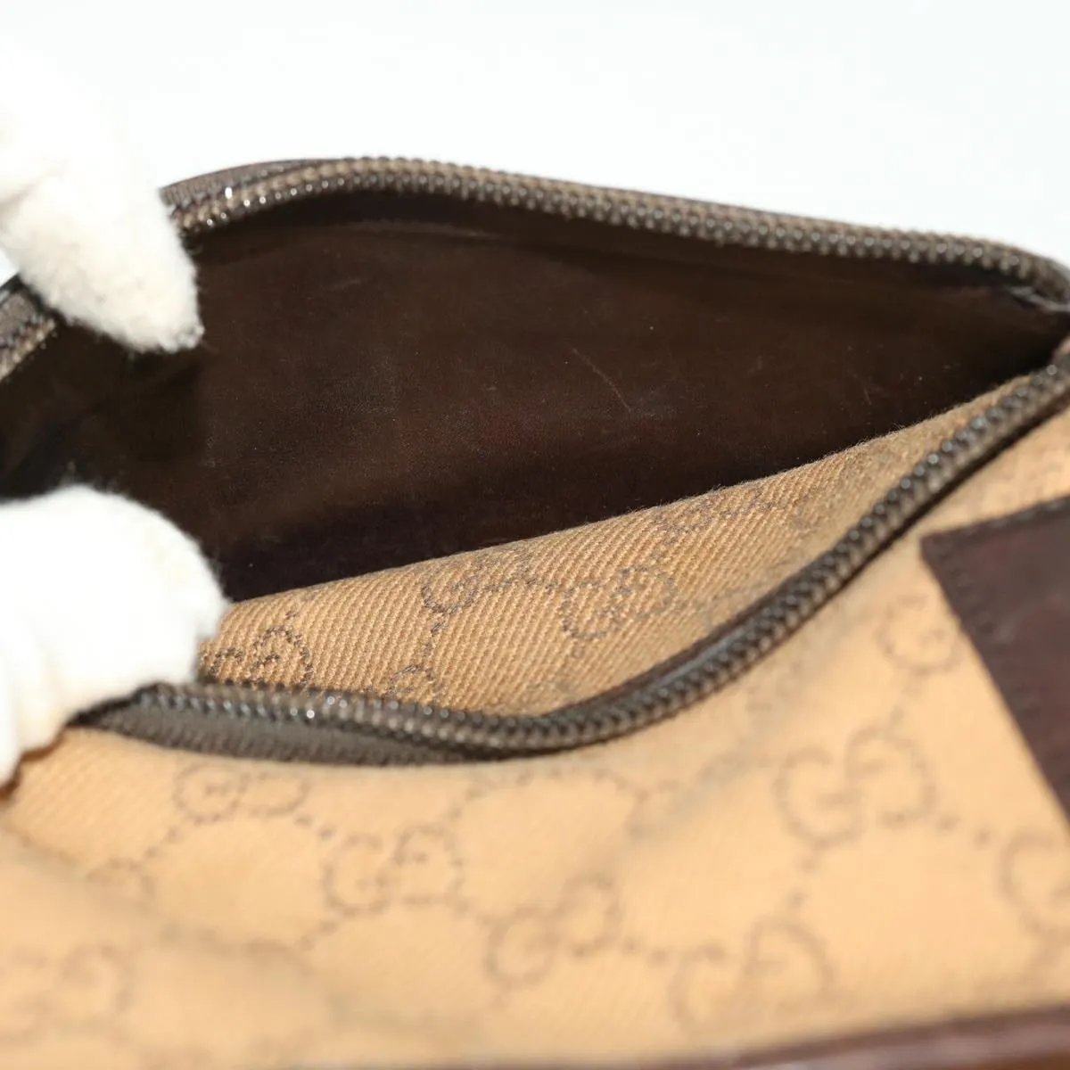 Gucci GG Canvas Tote Bag Leather Beige 28893  am4545
