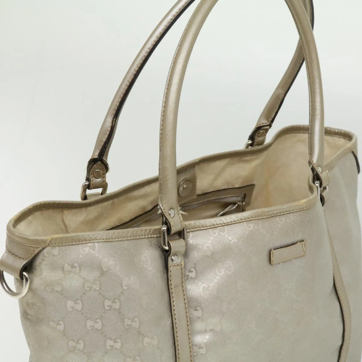 GUCCI GG Canvas Tote Bag Silver  cl184