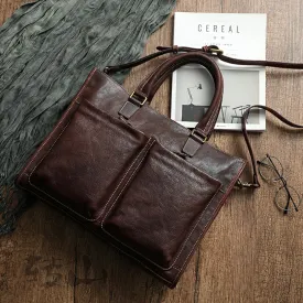 Handmade Veg Tanned Leather Business Laptop Bag for Men 2028