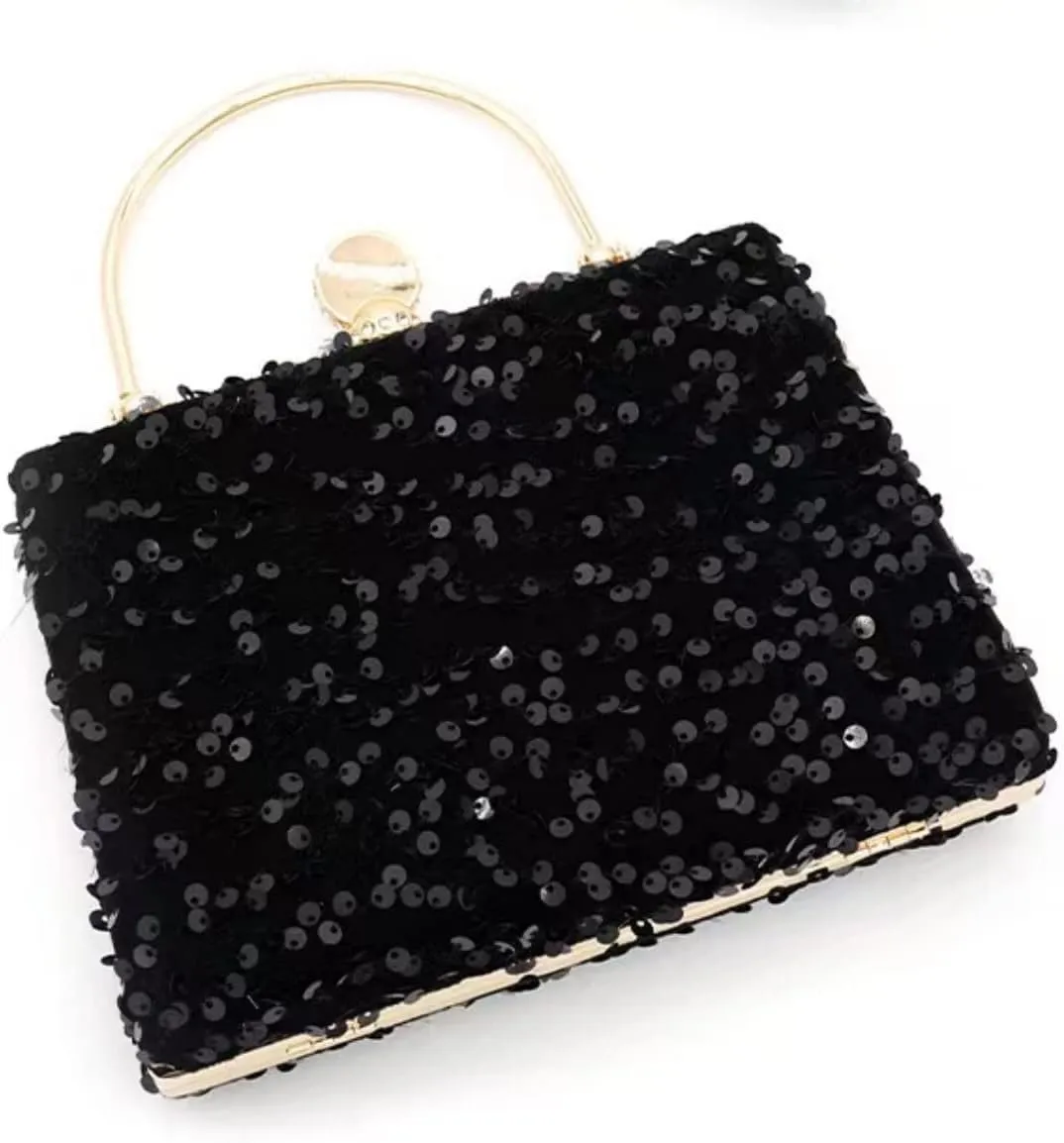IAMUHI Small Sequins Clutch Purse Top Handle Evening Handbag Mini Square Shoulder Crossbody Bag