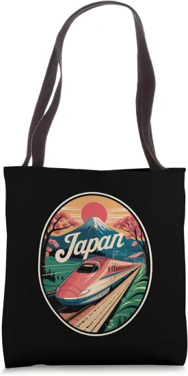 Japan Shinkansen Mt. Fuji Retro Bullet Train Retro Souvenir Tote Bag