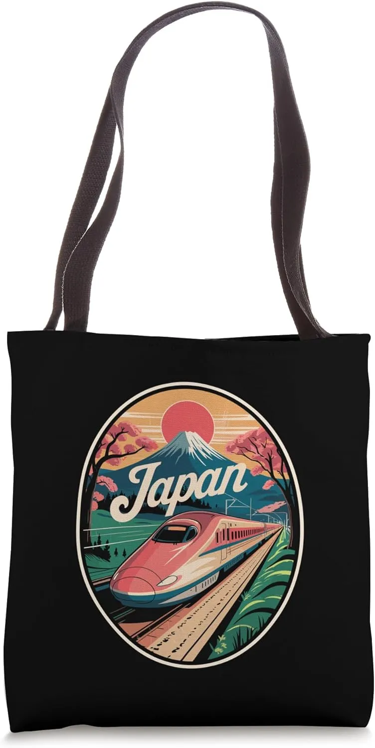 Japan Shinkansen Mt. Fuji Retro Bullet Train Retro Souvenir Tote Bag