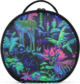 Jungle Animal Addax Bright Neon Green Mint Green Cosmetics Bag Travel-Size Accessories Portable Makeup Bag With Handle with adjustable dividers 11 IN