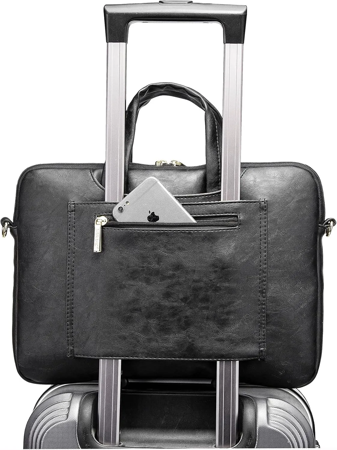 Kinmac 360 Protective Waterproof PU Leather Laptop Shoulder Messenger Sleeve Briefcase case Bag (13 inch-14 inch, Black PU)