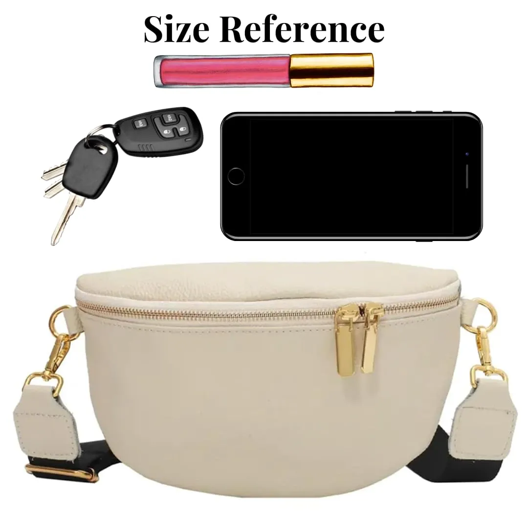 Leather Fanny Pack Crossbody Bags for Women Trendy Sling Bag for Women Small Crossbody Bags for Women Vacation Essentials Handbags Crossbody Purse Belt Bag Travel Backpack (Ivory)