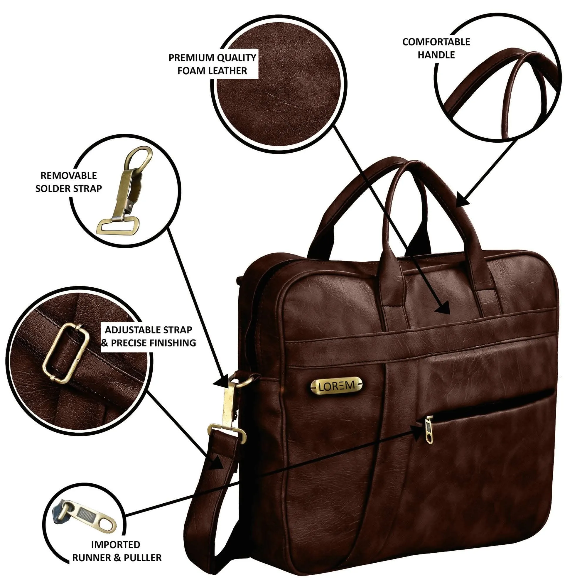 LOREM Faux Leather Messenger Bag For Men & Women (10 L) (Brown) (BG18)