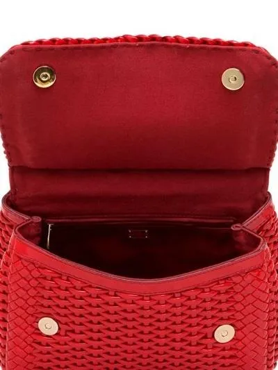 Medium Sicily Woven Bag, Red