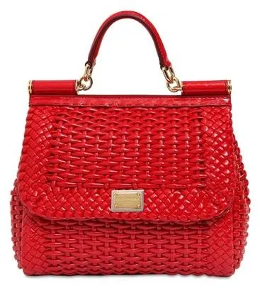 Medium Sicily Woven Bag, Red