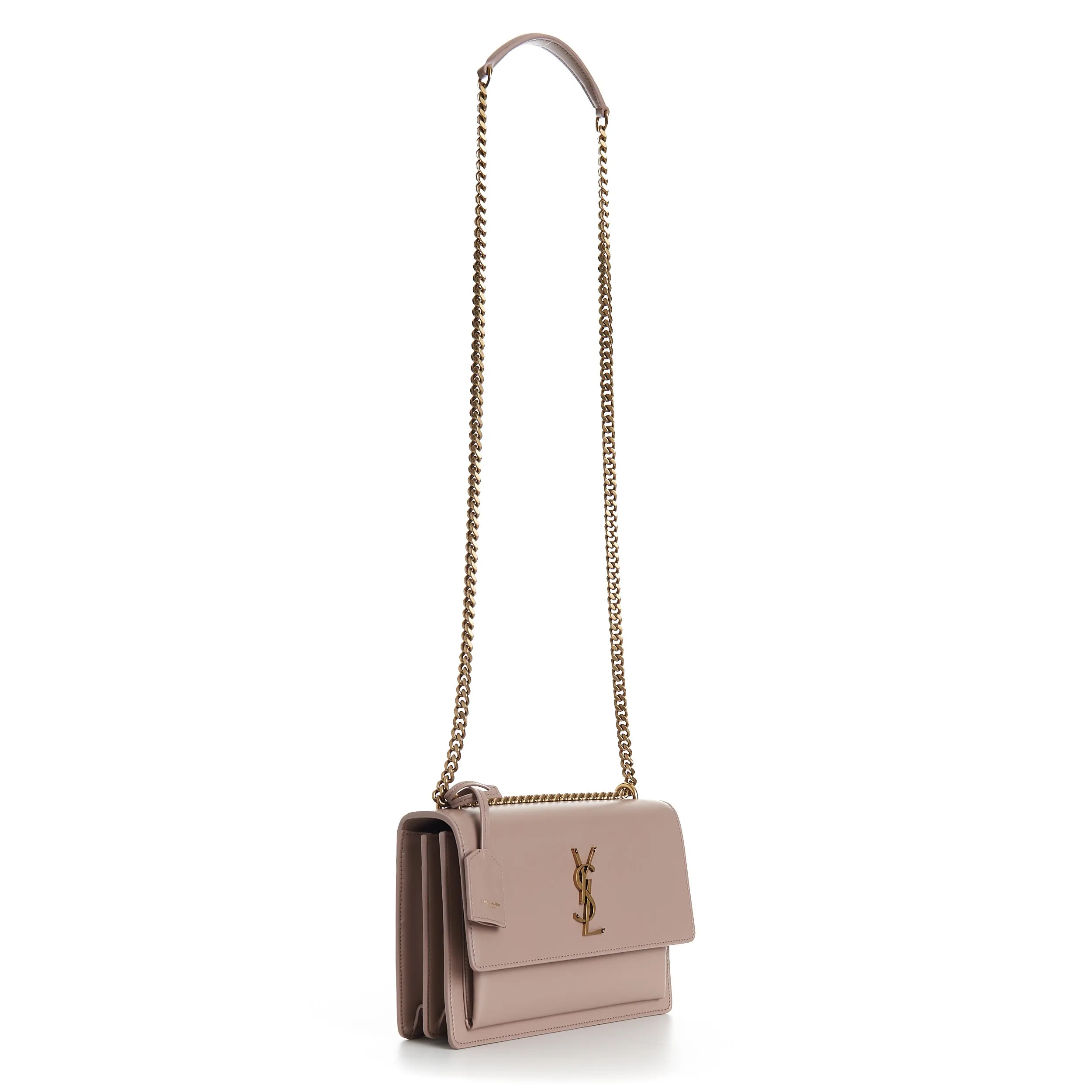 Medium Sunset Bag In Rosy Sand - Smooth Leather, Chain, YSL Cassandre