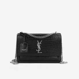 Medium Sunset - Black Croc Embossed