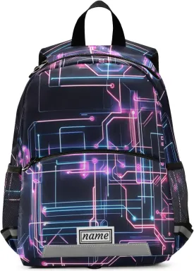Mini Backpack for Kids Boys Girls Toddler Bags Children Preschool Purple Circuit Board Kindergarten Small 3-7 Years Old Personalized Name Customized