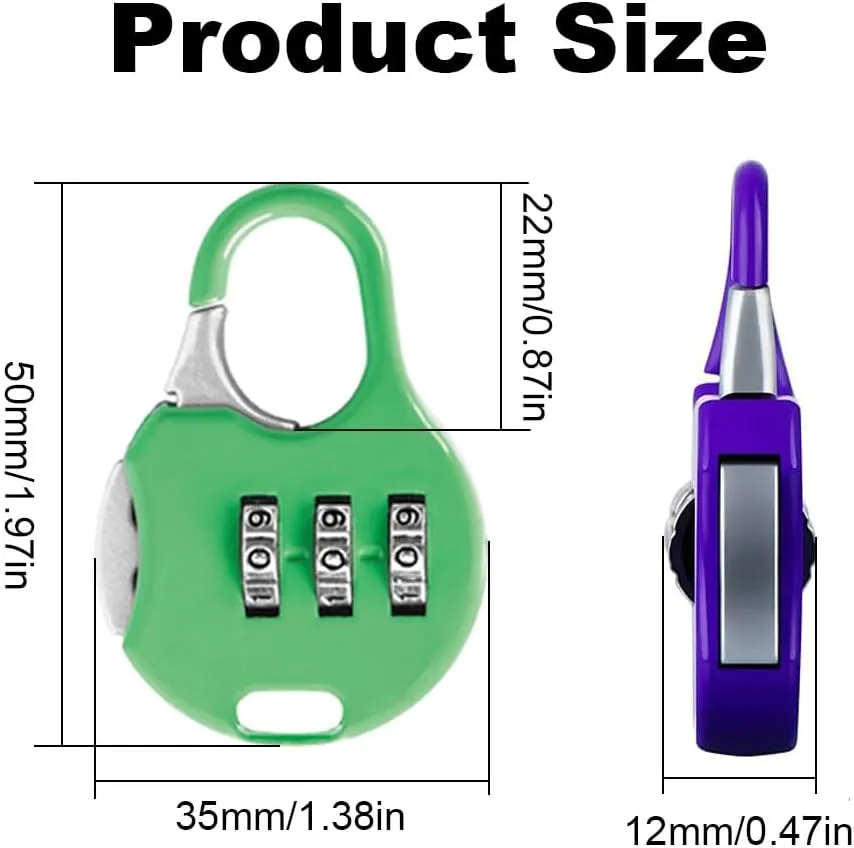 Mini Combination Lock Security Padlock 3 Digit Code Locks Colorful Lockers Number Locks for Suitcases Luggage and Briefcases Dark Green, 50*35*12mm/1.97*1.38*0.47in