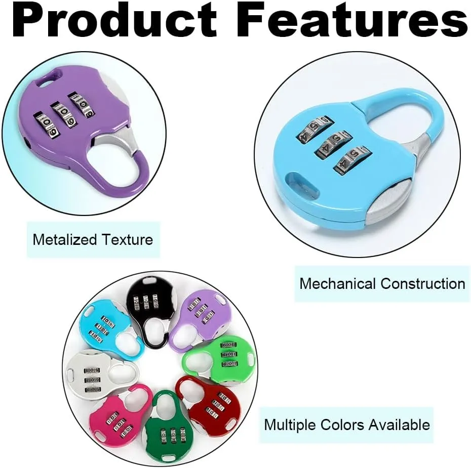 Mini Combination Lock Security Padlock 3 Digit Code Locks Colorful Lockers Number Locks for Suitcases Luggage and Briefcases Dark Green, 50*35*12mm/1.97*1.38*0.47in
