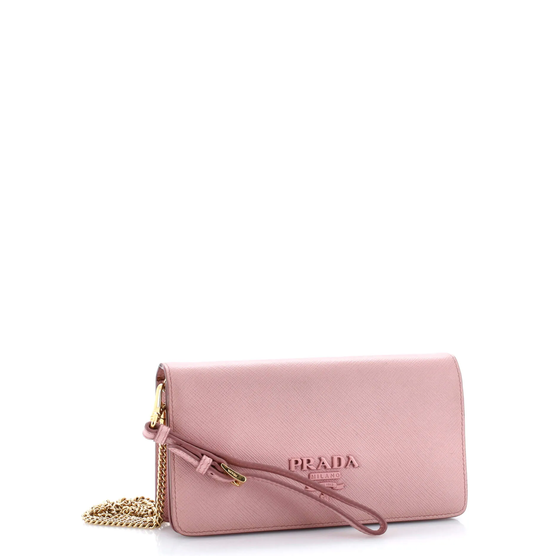 Monochrome Wristlet Wallet on Chain Saffiano Leather Mini