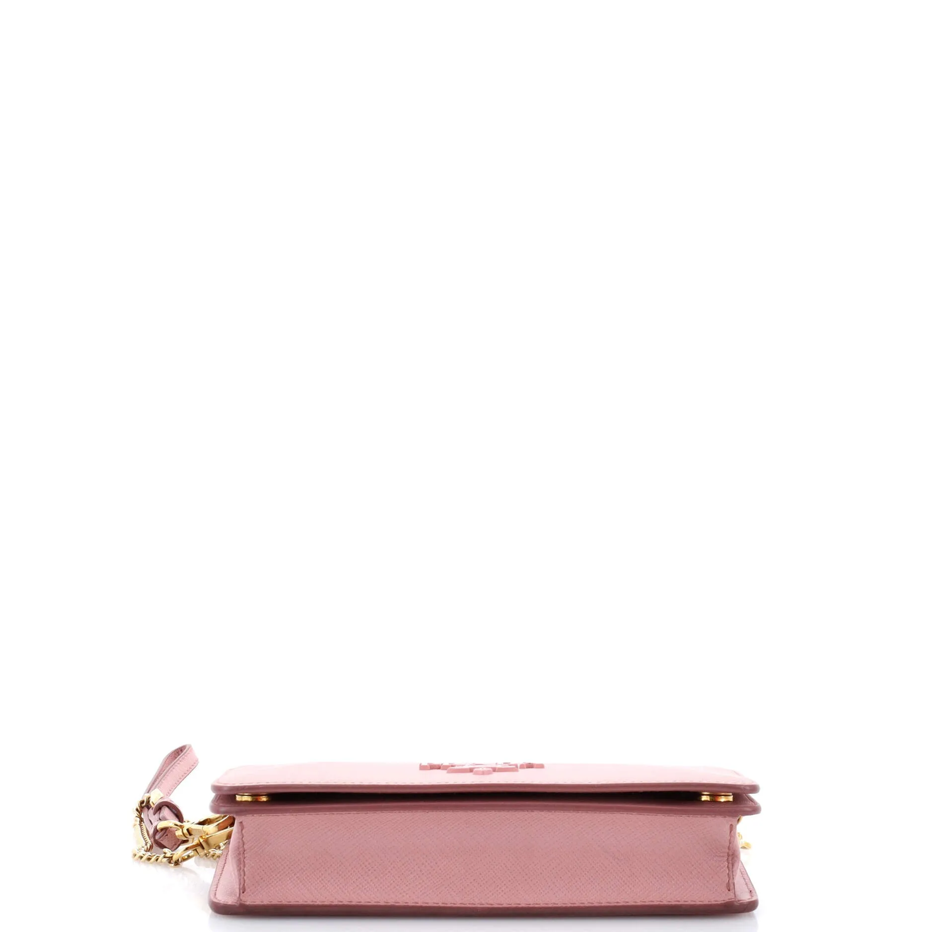 Monochrome Wristlet Wallet on Chain Saffiano Leather Mini