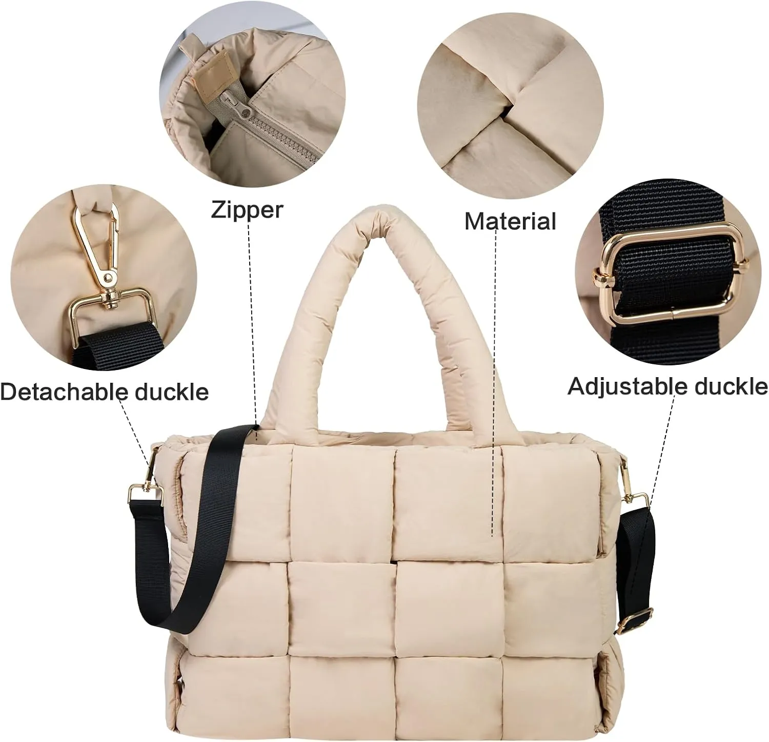 NAARIIAN Tote Bag for Women Hand Woven Puffy Tote Handbag Large Cross body bags for work travel gym