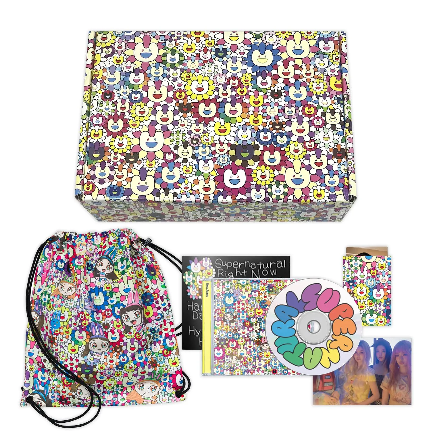NewJeans - [Supernatural] (NJ X MURAKAMI Drawstring Bag ver.) Drawstring Bag   CD   Photocards   3 Extra Photocards