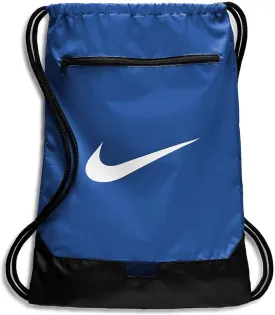 Nike Brasilia Training Gymsack, Drawstring Backpack with Zipper Pocket and Reinforced Bottom, Game Royal/Game Royal/White