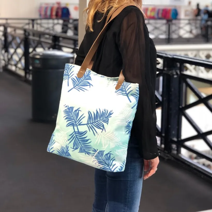 Palm Leaf Canvas Tote Bag LB406-Palm