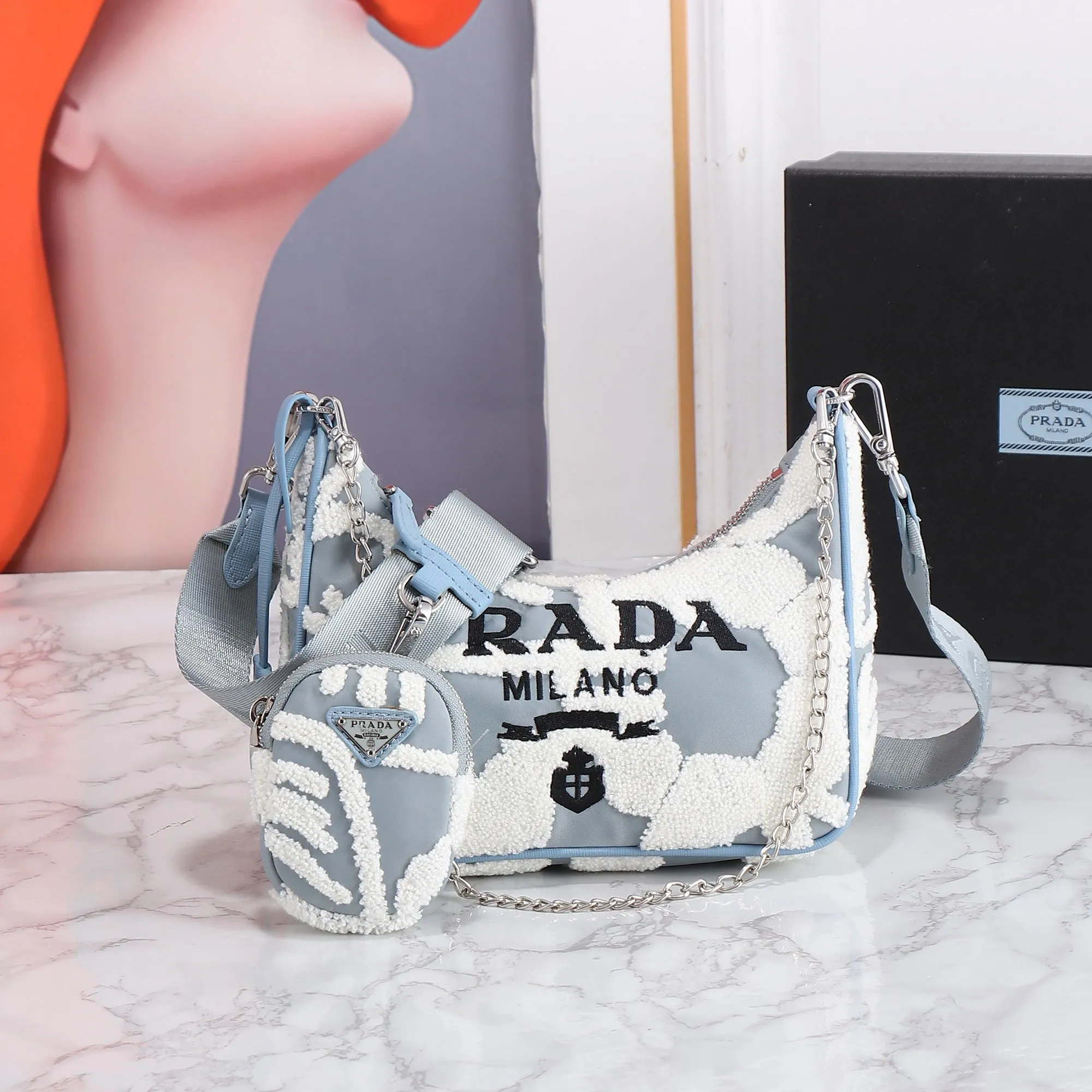 PD263 Prada Re-Edition Wool Mini-bag / 8.6x7x2.3inch
