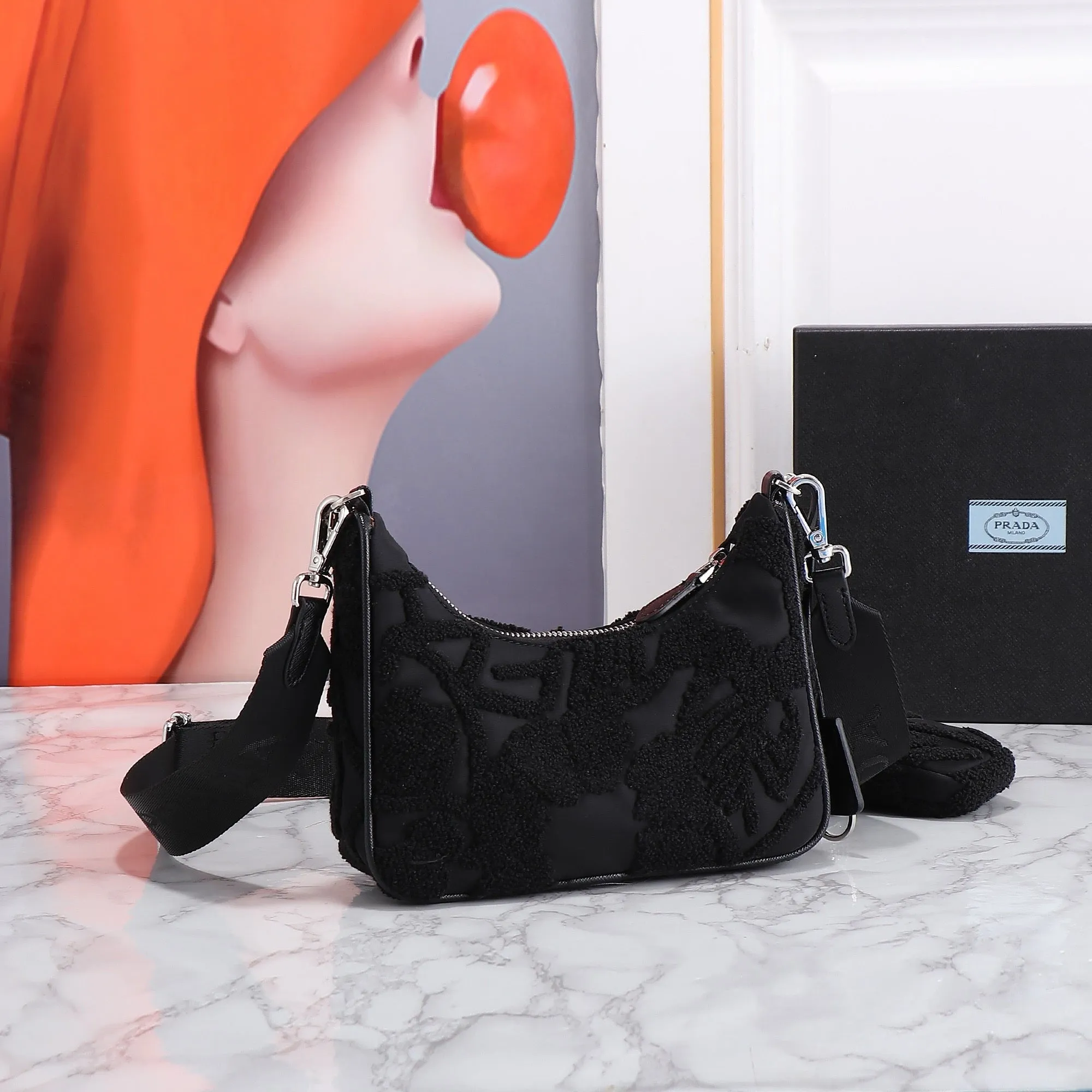 PD263 Prada Re-Edition Wool Mini-bag / 8.6x7x2.3inch