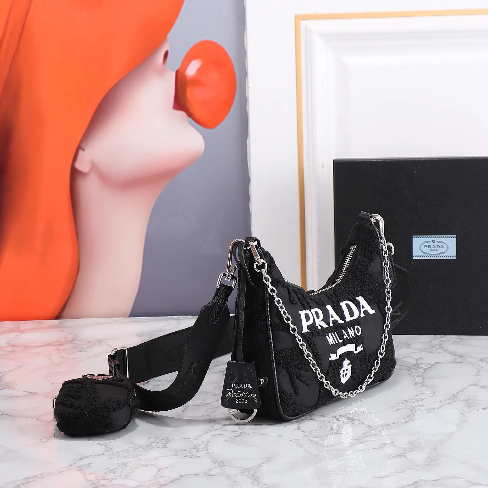 PD263 Prada Re-Edition Wool Mini-bag / 8.6x7x2.3inch
