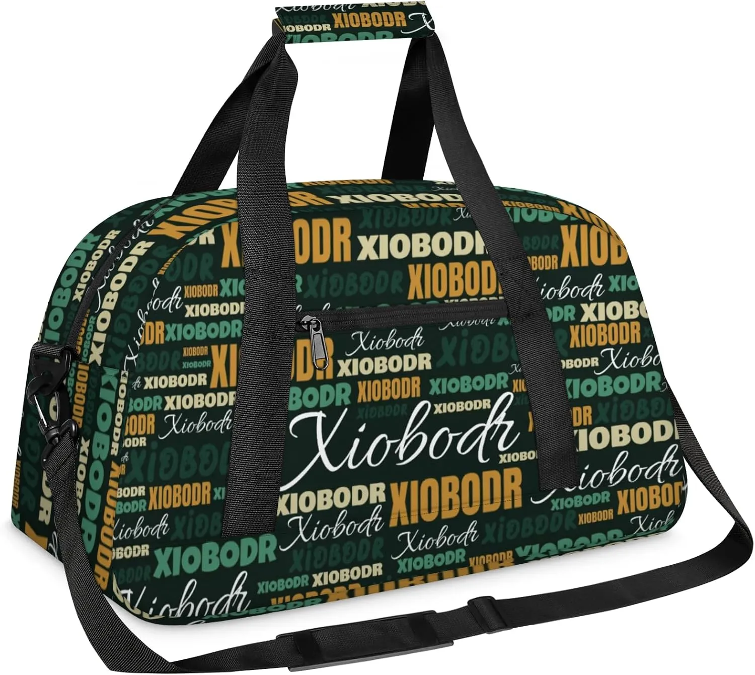 Personalized Cute Duffle Bag - Custom Name Kids Sports Bag, Sleepover Bags for Girls, Lightweight Toddler Boys Overnight Bag for Weekender Travel Cheer Dance Ball Game, Black Brown Green