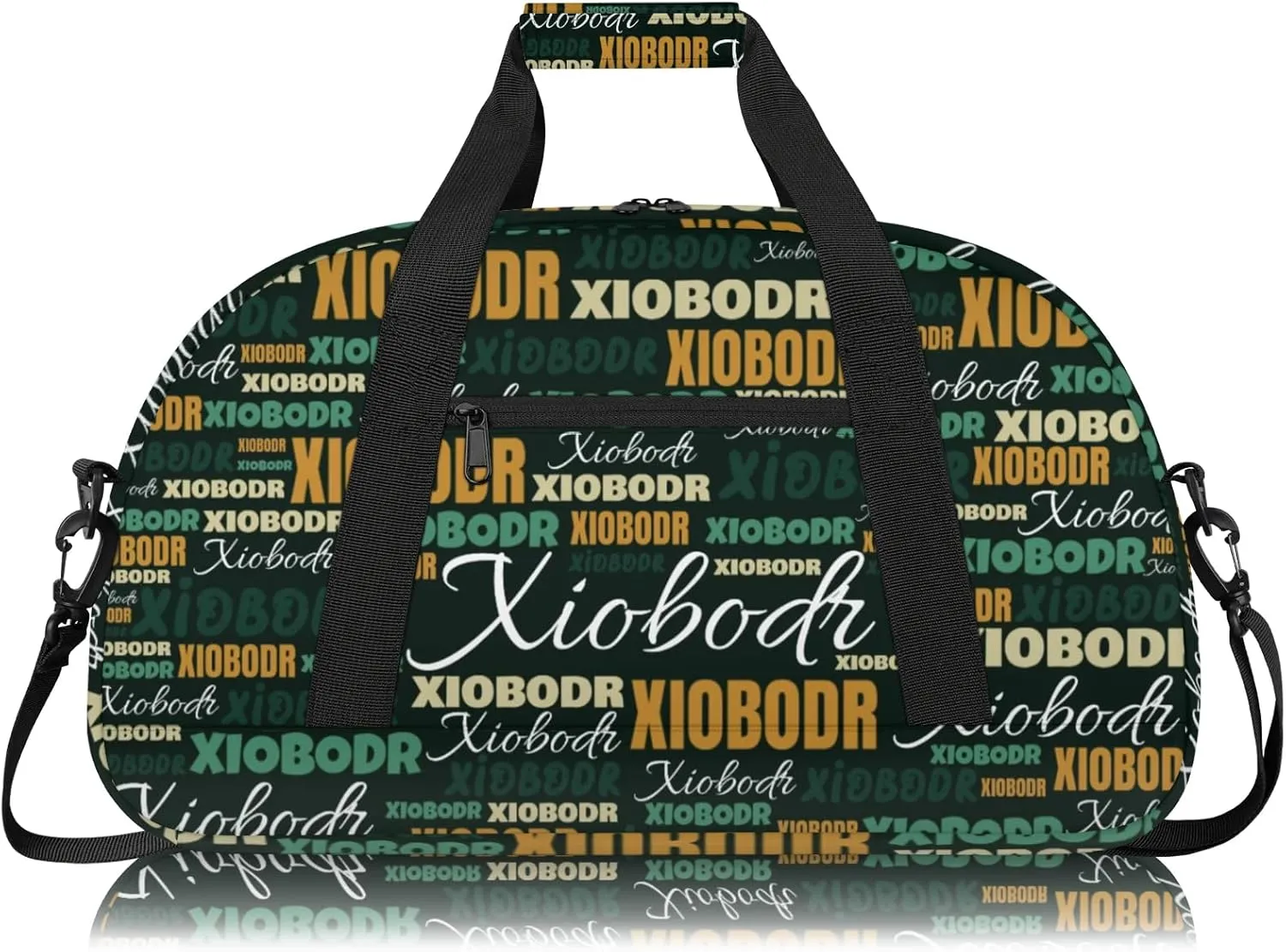 Personalized Cute Duffle Bag - Custom Name Kids Sports Bag, Sleepover Bags for Girls, Lightweight Toddler Boys Overnight Bag for Weekender Travel Cheer Dance Ball Game, Black Brown Green