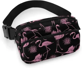 Pink Flamingos Fanny Pack Belt Bag with Adjustable Strap Cute Birds Flamingos Vintage Animal Waist Packs Small Pouch Crossbody Bags for Hiking Running Cycling Traveling