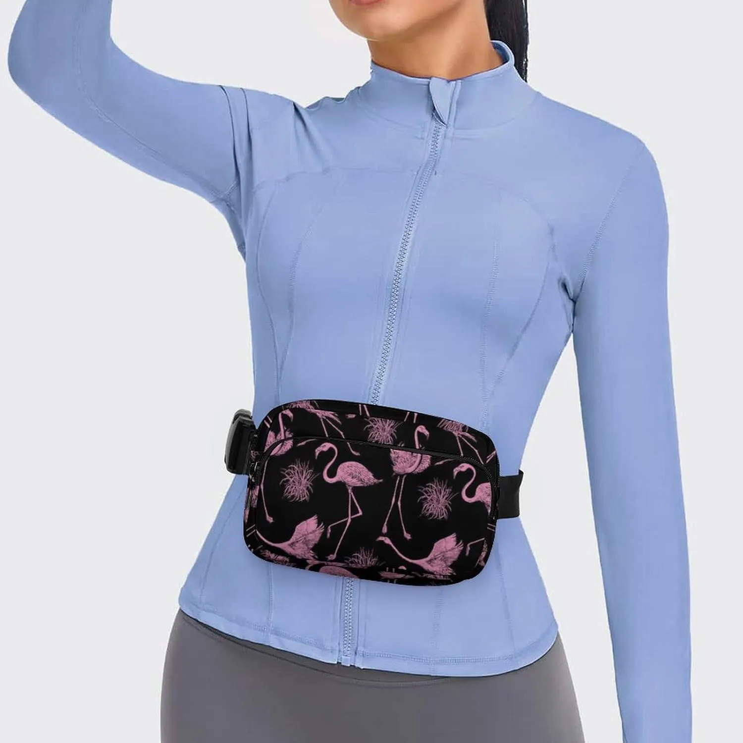 Pink Flamingos Fanny Pack Belt Bag with Adjustable Strap Cute Birds Flamingos Vintage Animal Waist Packs Small Pouch Crossbody Bags for Hiking Running Cycling Traveling