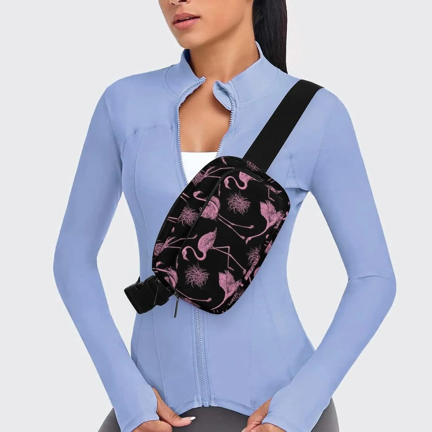 Pink Flamingos Fanny Pack Belt Bag with Adjustable Strap Cute Birds Flamingos Vintage Animal Waist Packs Small Pouch Crossbody Bags for Hiking Running Cycling Traveling