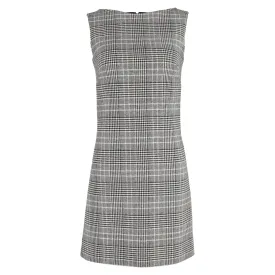 Prada Plaid Mini Sleeveless Shift Dress in Grey Wool