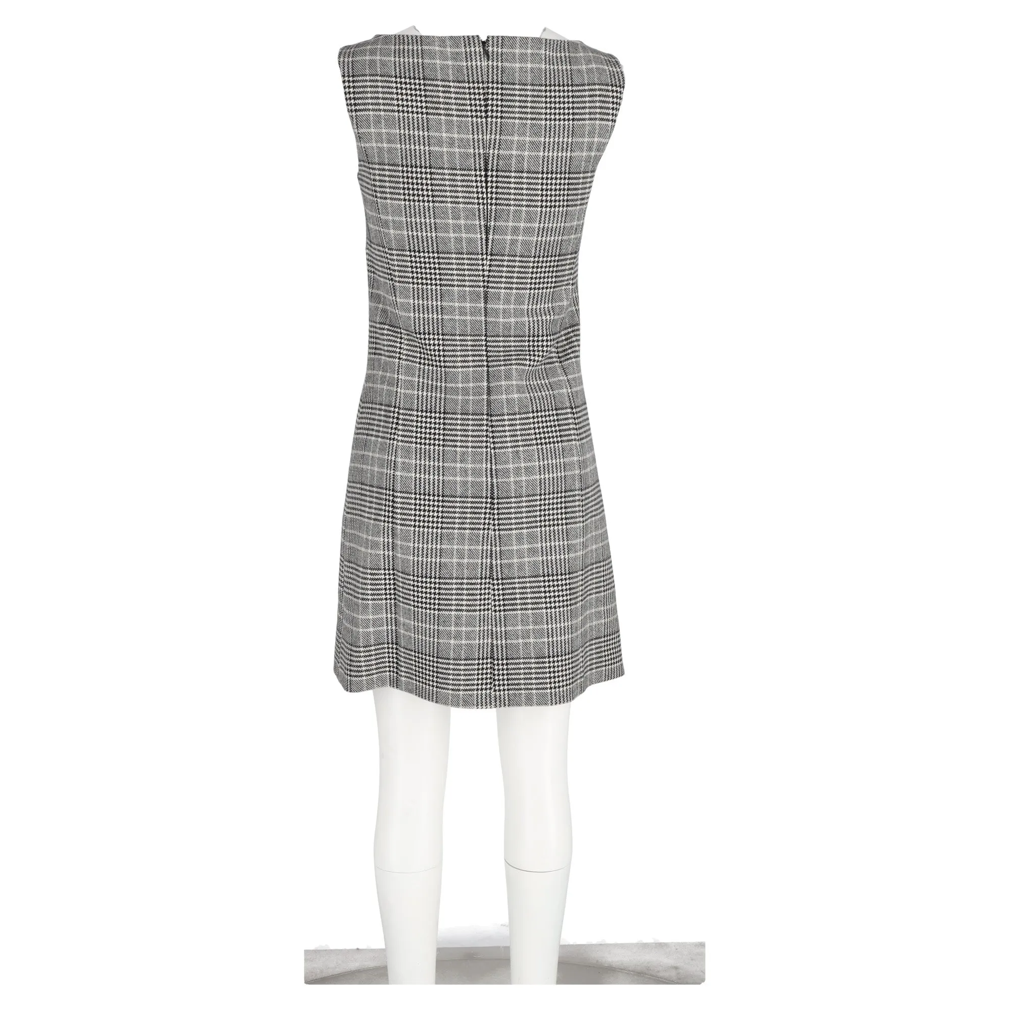 Prada Plaid Mini Sleeveless Shift Dress in Grey Wool