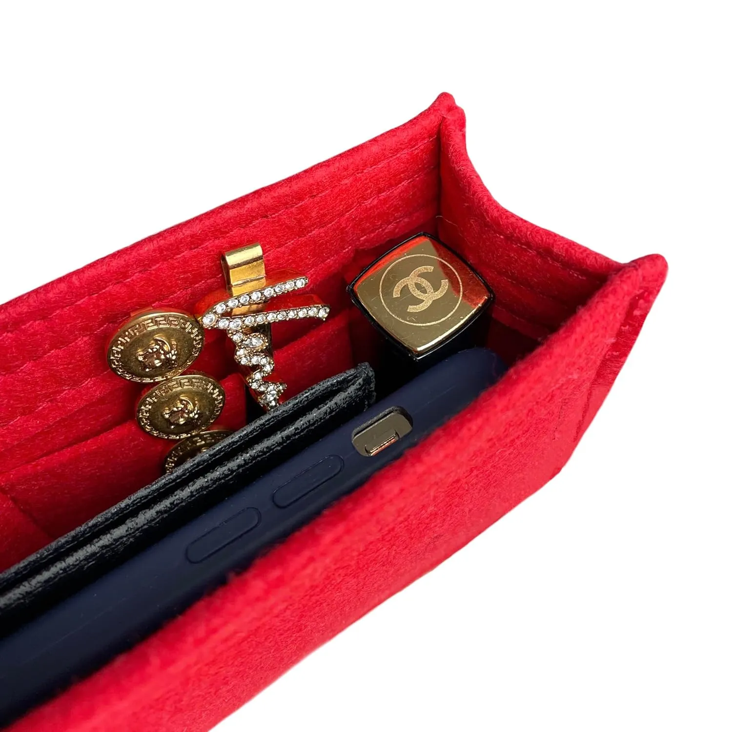 Purse Organizer for Ysl Envelope Purse Organizer, Large Envelope Bag Insert, Medium Envelope Bag Insert, Handmade 2mm Premium Felt Snug Sturdy Gold Zipper (For Medium Envelope, Bubblegum)