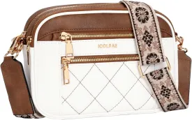 Quilted Crossbody Bags For Women With Wide Strap Vegan Leather Designer Shoulder Handbags Small Purse