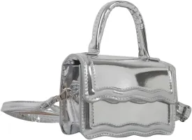 QWINEE Women's Metallic PU Leather Single Strap Shoulder Bags Funky Waterproof Top Handle Mini Square Bag Crossbody Handbags