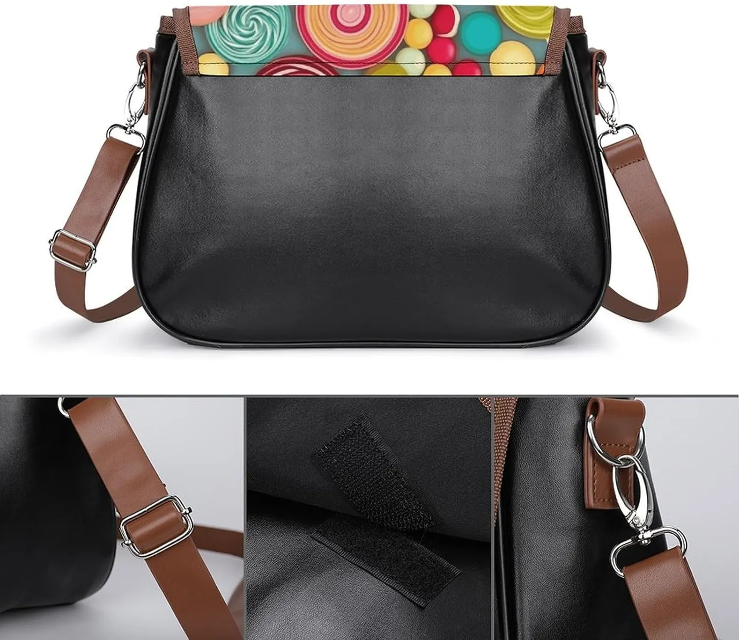 Rainbow Spiral Crossbody Bags for Women Leather Handbags Travel Purses Shoulder Bags Tote Bag for Daily Use