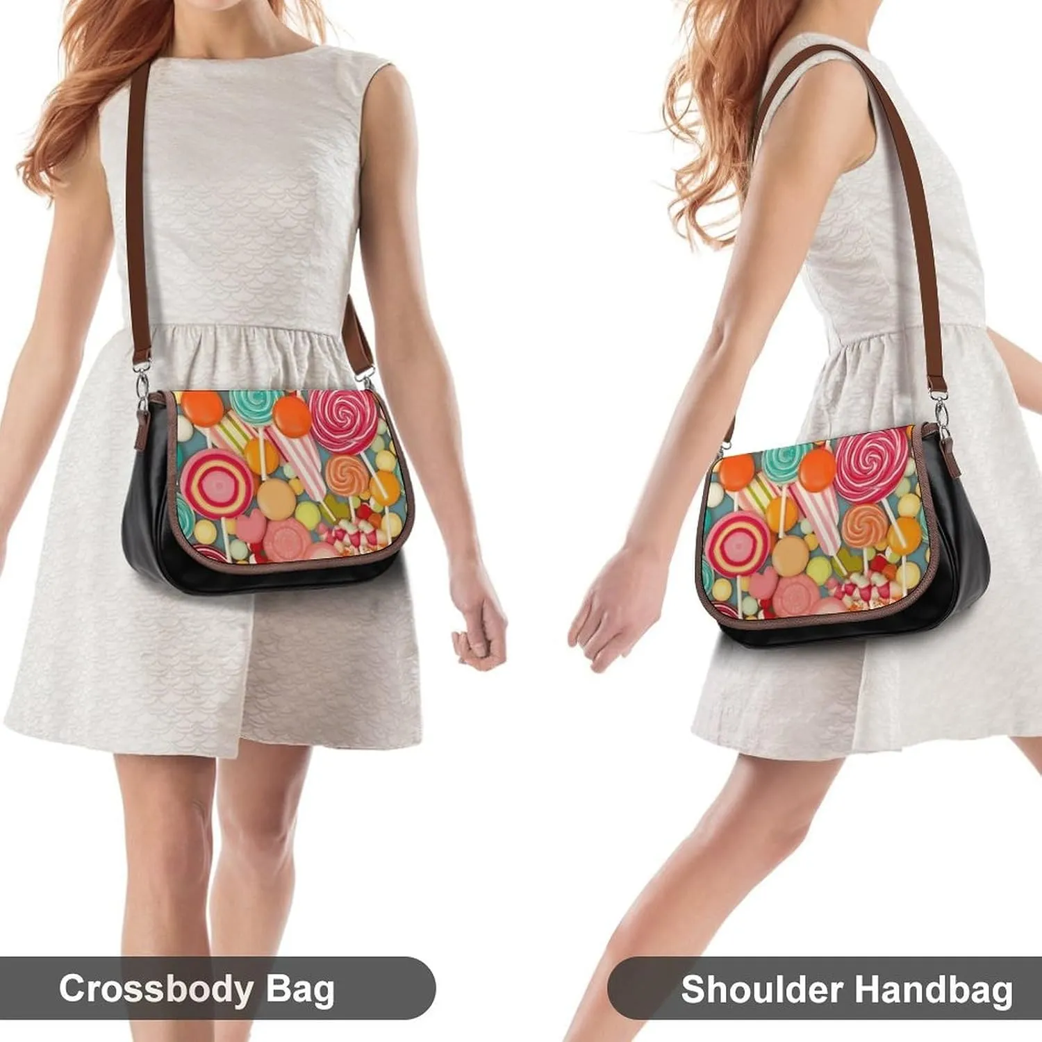 Rainbow Spiral Crossbody Bags for Women Leather Handbags Travel Purses Shoulder Bags Tote Bag for Daily Use