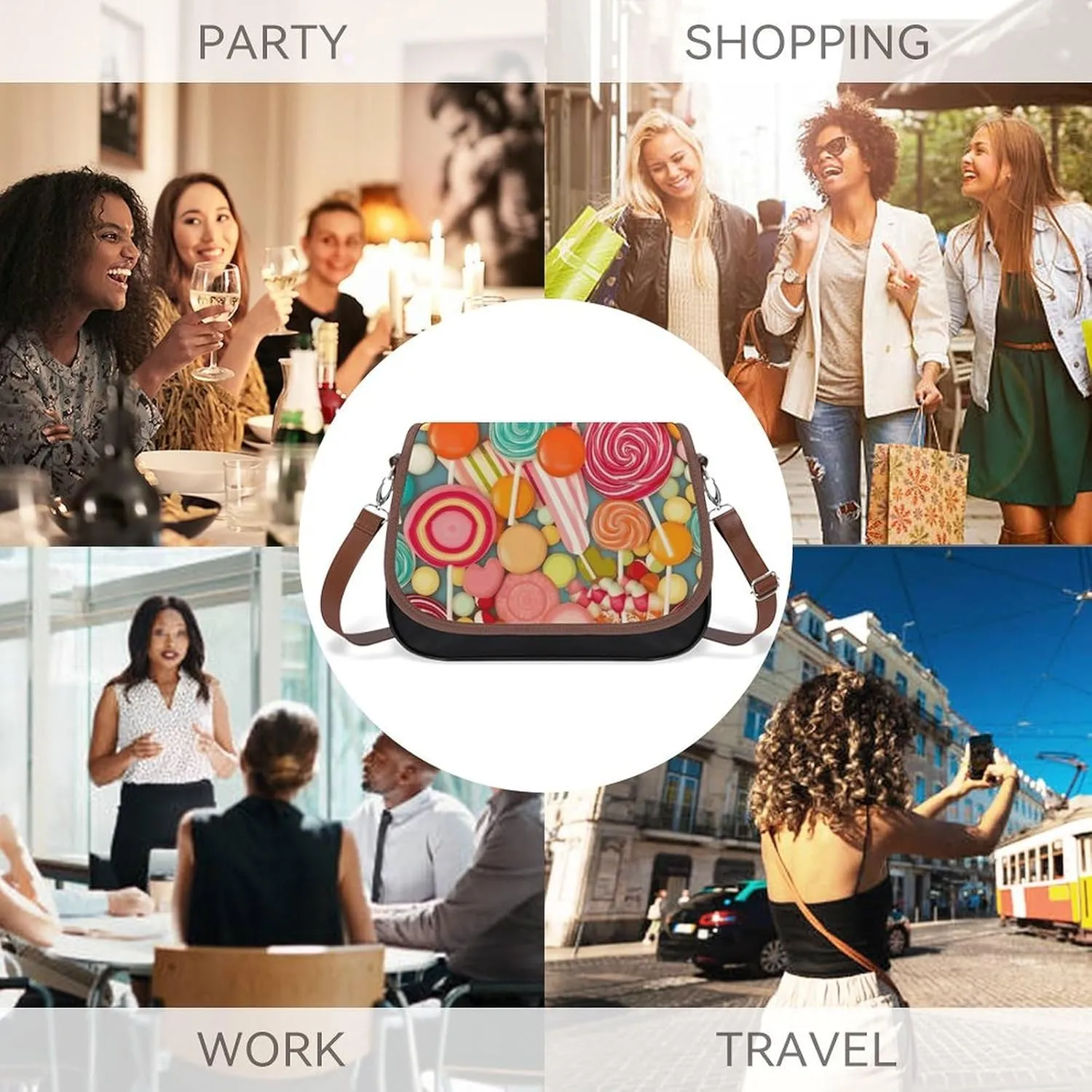 Rainbow Spiral Crossbody Bags for Women Leather Handbags Travel Purses Shoulder Bags Tote Bag for Daily Use