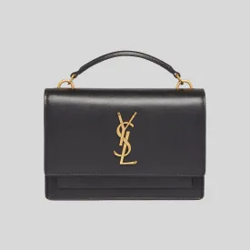 SAINT LAURENT YSL Sunset Chain Wallet In Smooth Leather Black 533026D422W