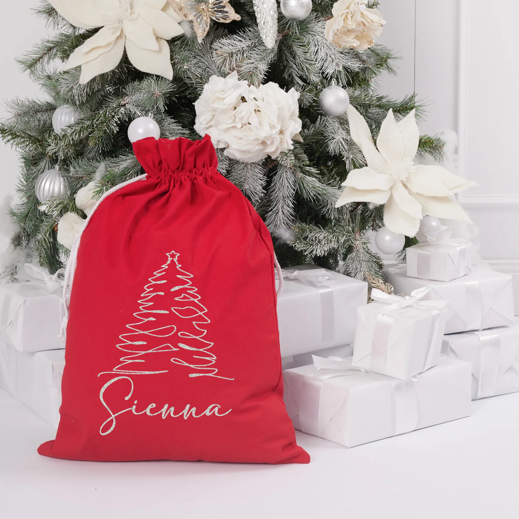 Santa Sack - Christmas Tree Name - Vinyl