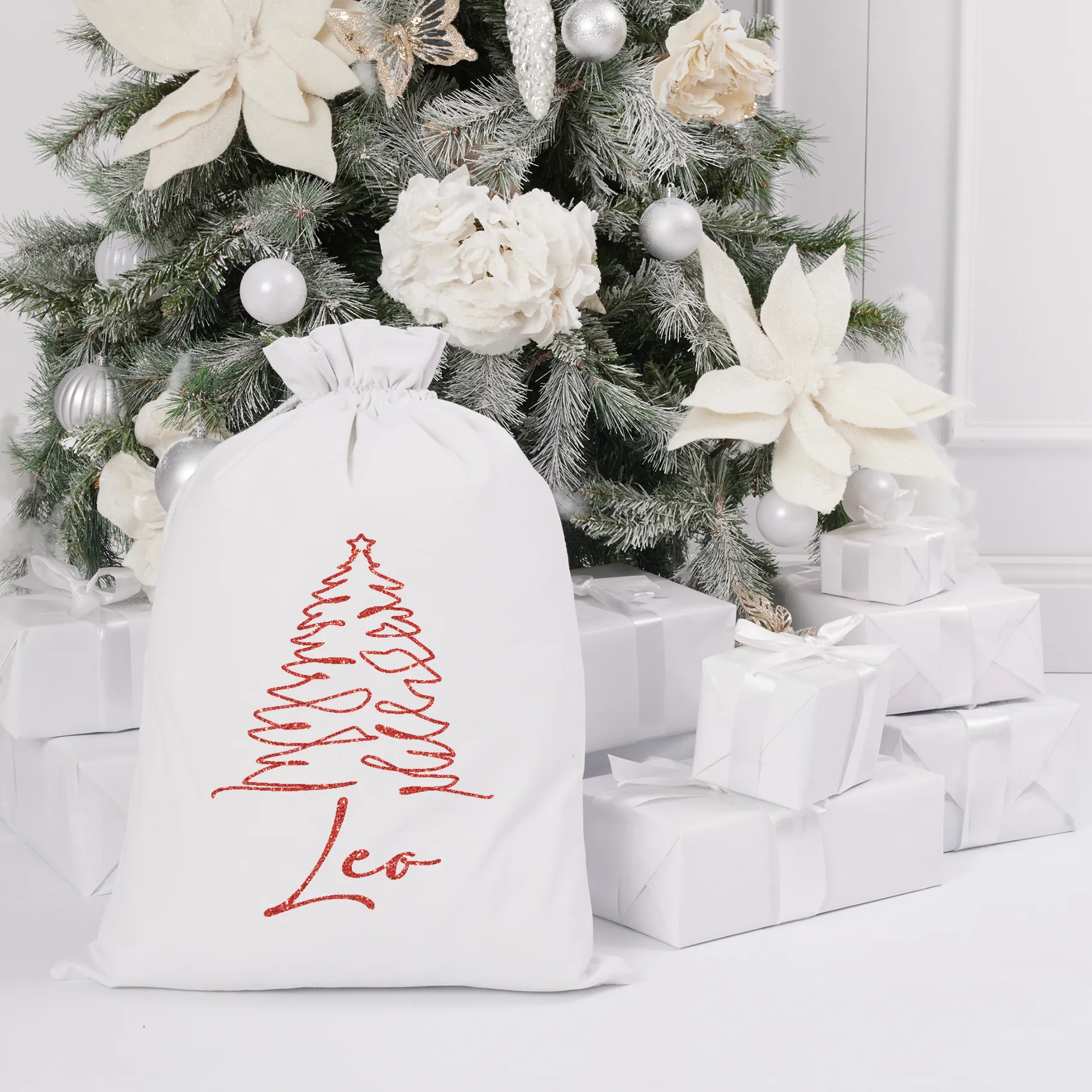 Santa Sack - Christmas Tree Name - Vinyl